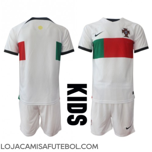 Camisa de Futebol Portugal Equipamento Secundário Infantil Mundo 2022 Manga Curta (+ Calças curtas)